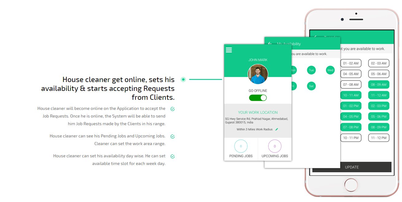 House cleaner online screen