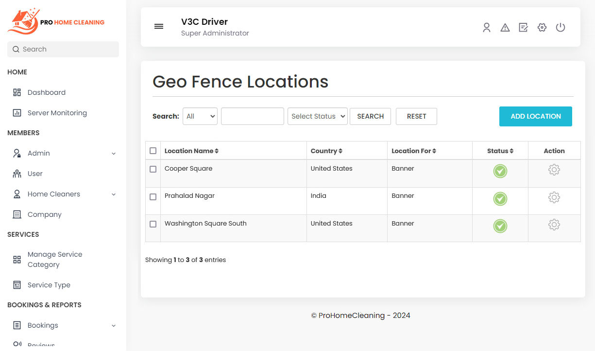 Geo Fence Locations