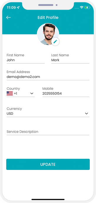 Service provider can update their profile Service provider can update their profile