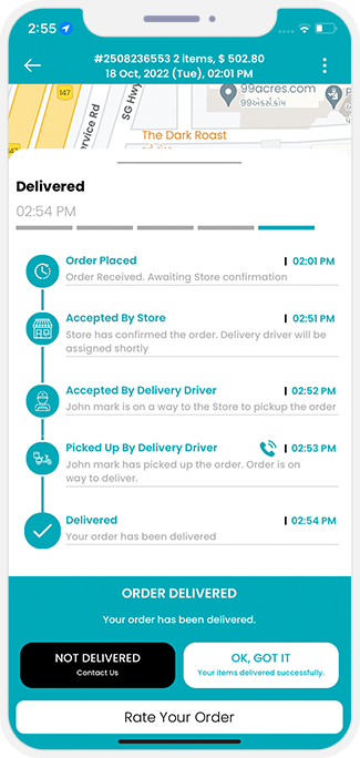 order delivered successful