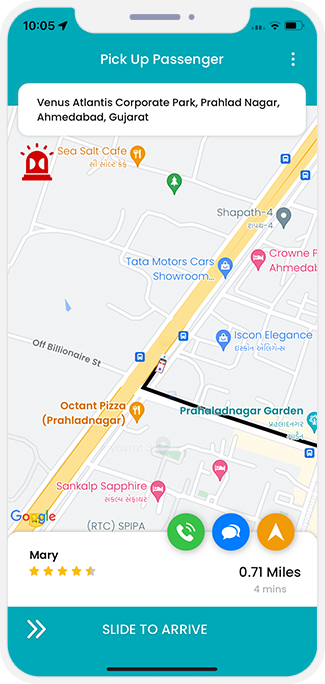 Driver can see the pickup location on a map