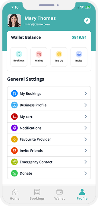 user app menu