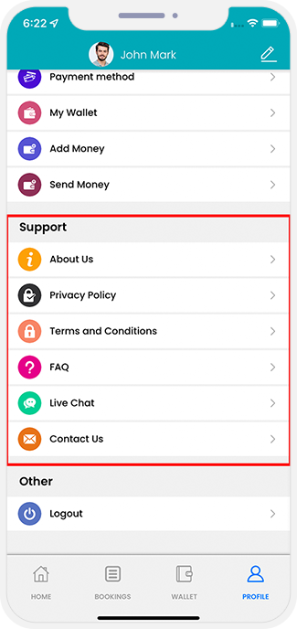 Information like About Us, Privacy Policy, Terms and Conditions, Contact US and FAQ.