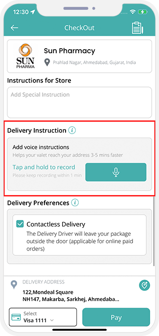 Voice Instruction for Delivery Driver