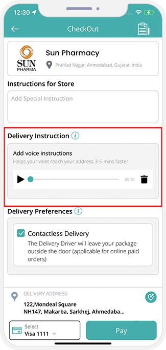 Voice Instruction for Delivery Driver