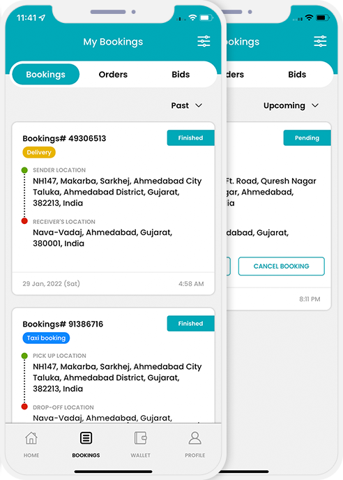 user app login and registration screen