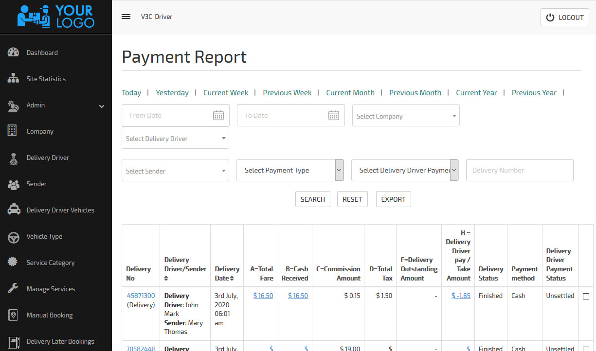 admin – payment report 