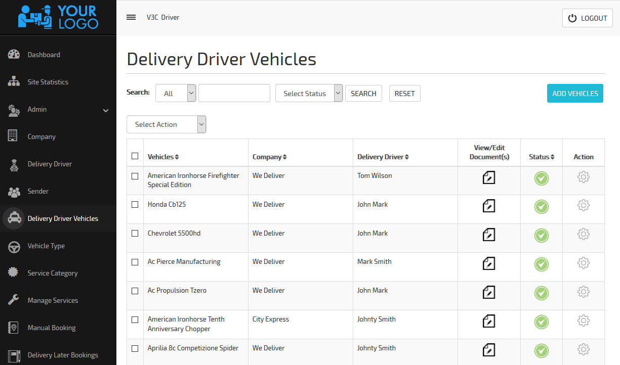 admin – delivery driver vehicles