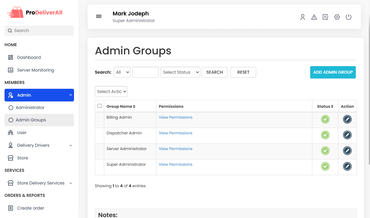 Admin Groups