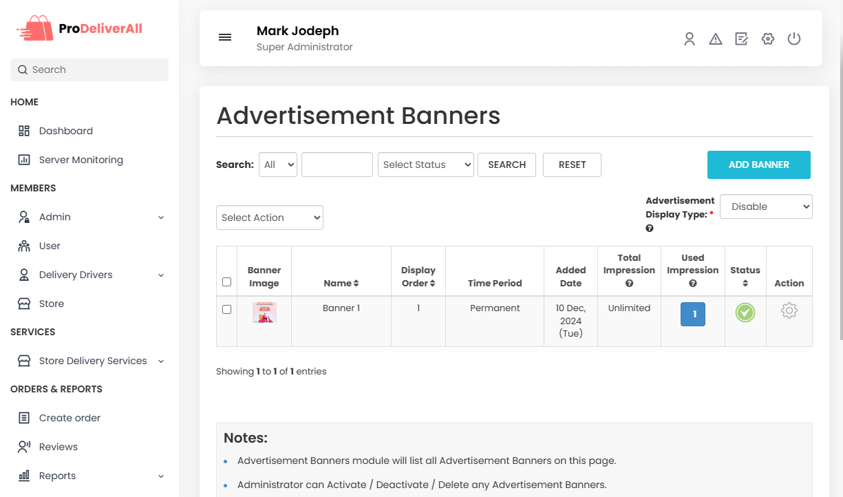 Advertisement Banners
