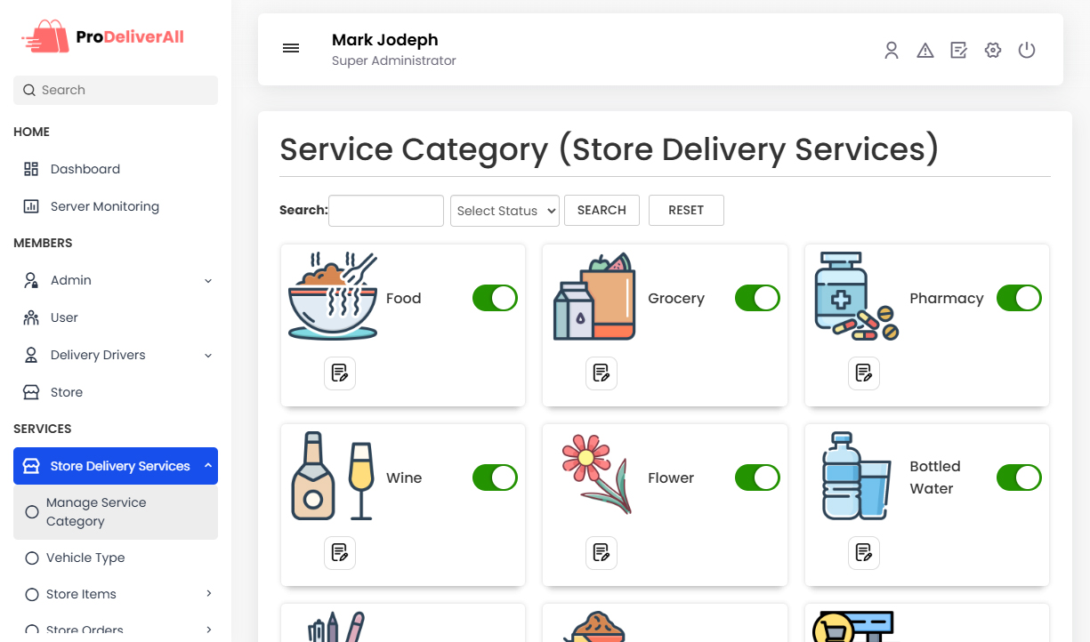 Manage Store Categories