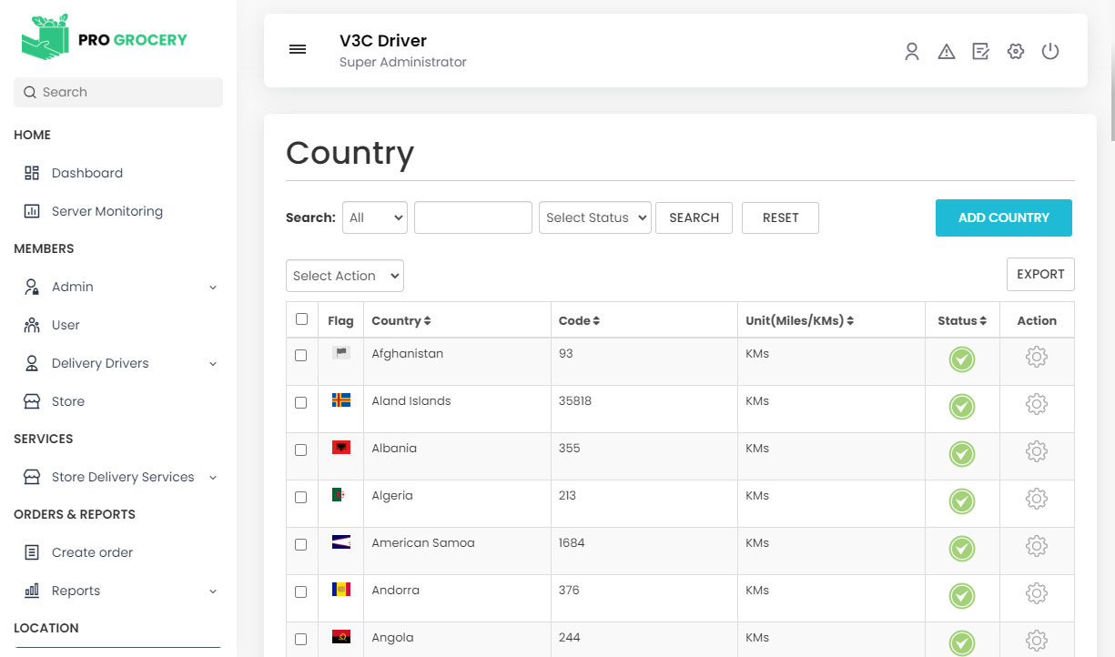Manage Country