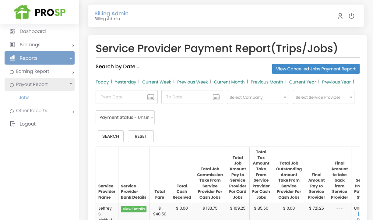 Provider Payment Report
