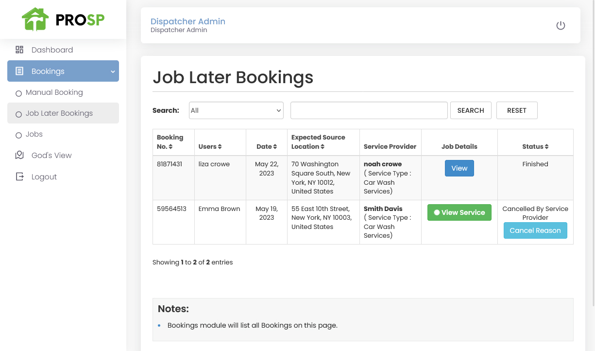 Scheduled Bookings