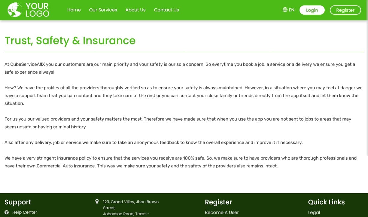 Trust, Safety & Insurance