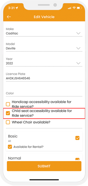 child seat accessibility feature