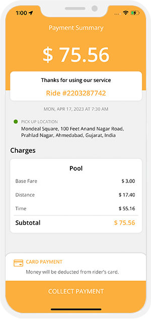 invoice sent to driver