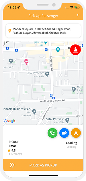 driver reaches at picup location
