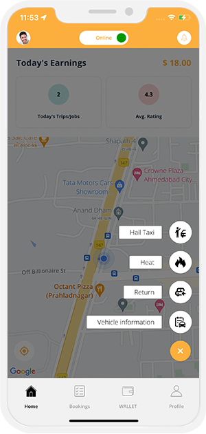 driver application menu option