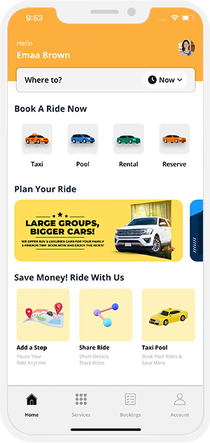 user select service and location