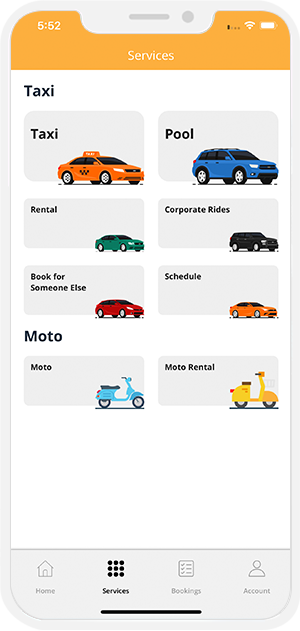 user select service and location