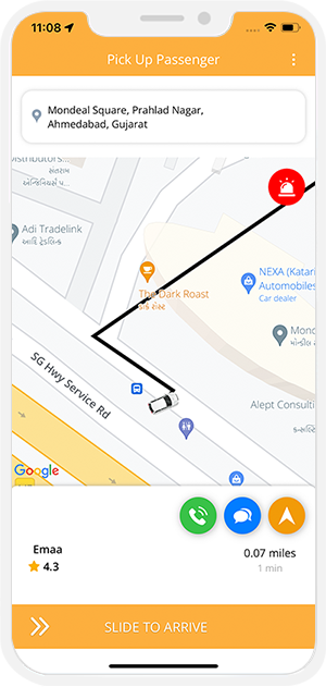 Driver can see the pickup location on a map