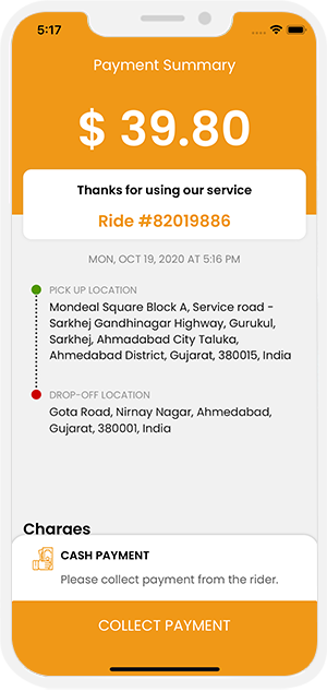 invoice sent to driver