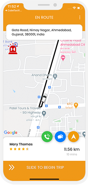 slide to begin trip