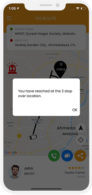 User app menu screen