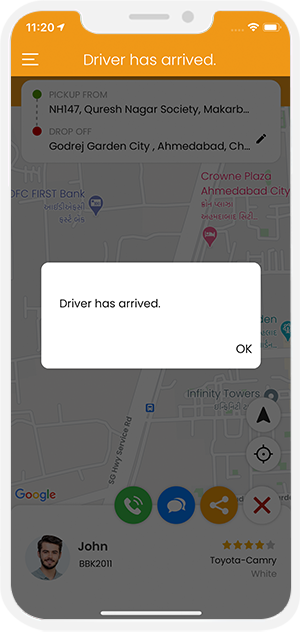 User app menu screen