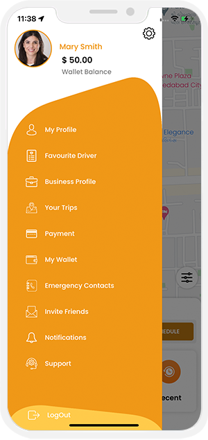 rider application menu option