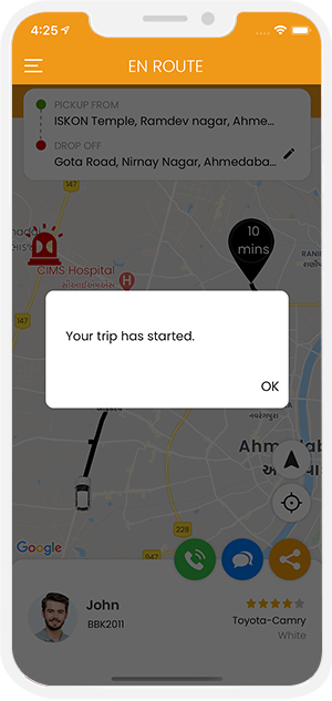 trip started