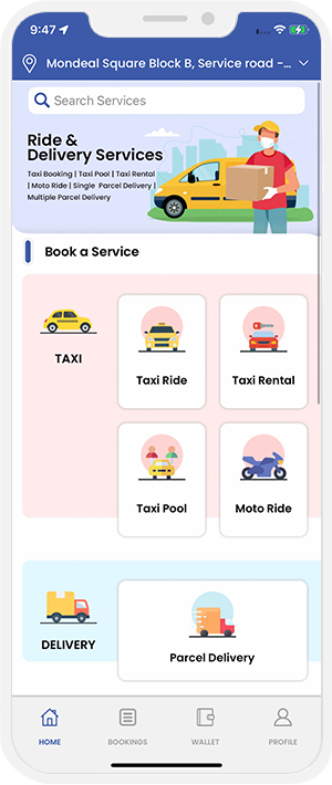 user select service and location