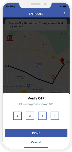 OTP Verification to Start the Ride