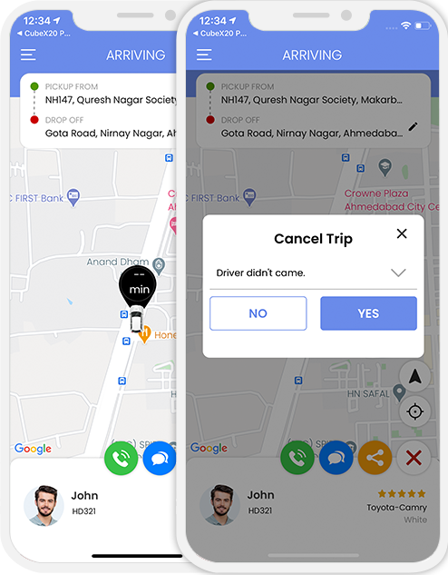 user app login and registration screen