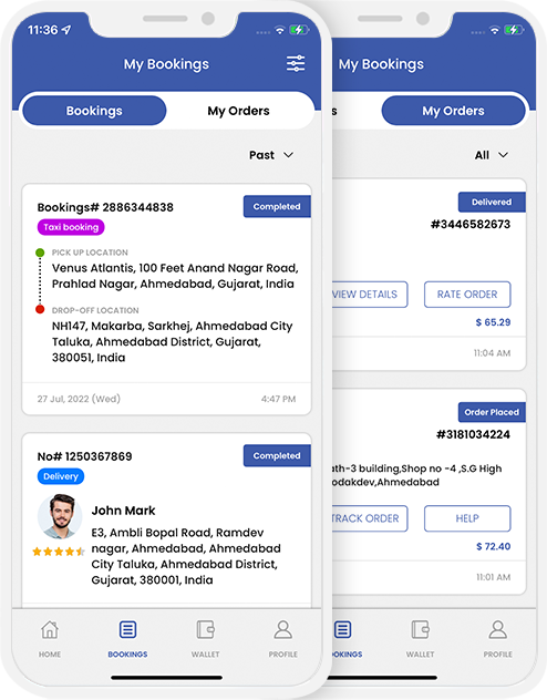 user app login and registration screen