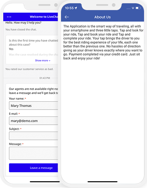 Livechat & About Us