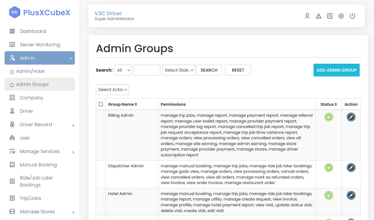 Admin Groups Management