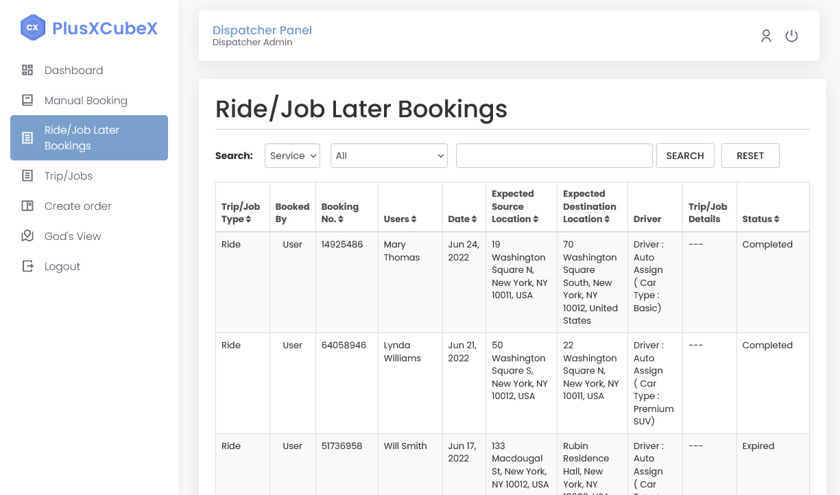 Ride/Job Later Booking