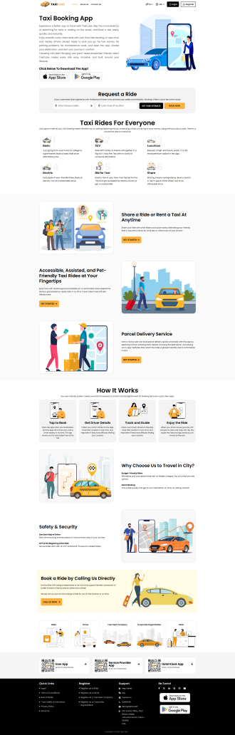 Yellow Taxi Booking Website Color Theme
