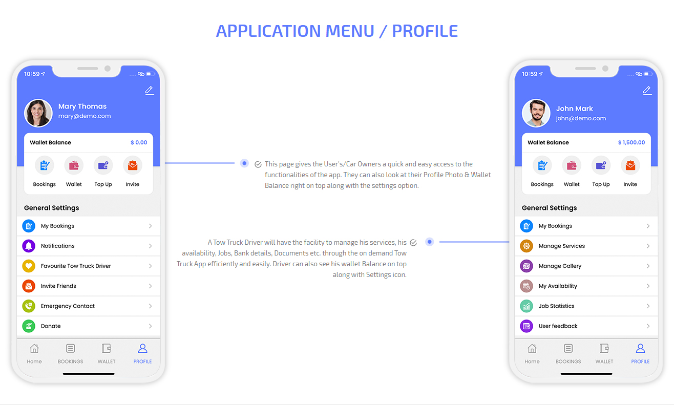 Application menu