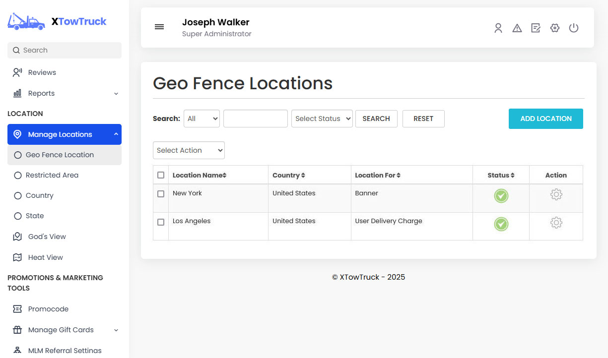 Geo Fence Locations