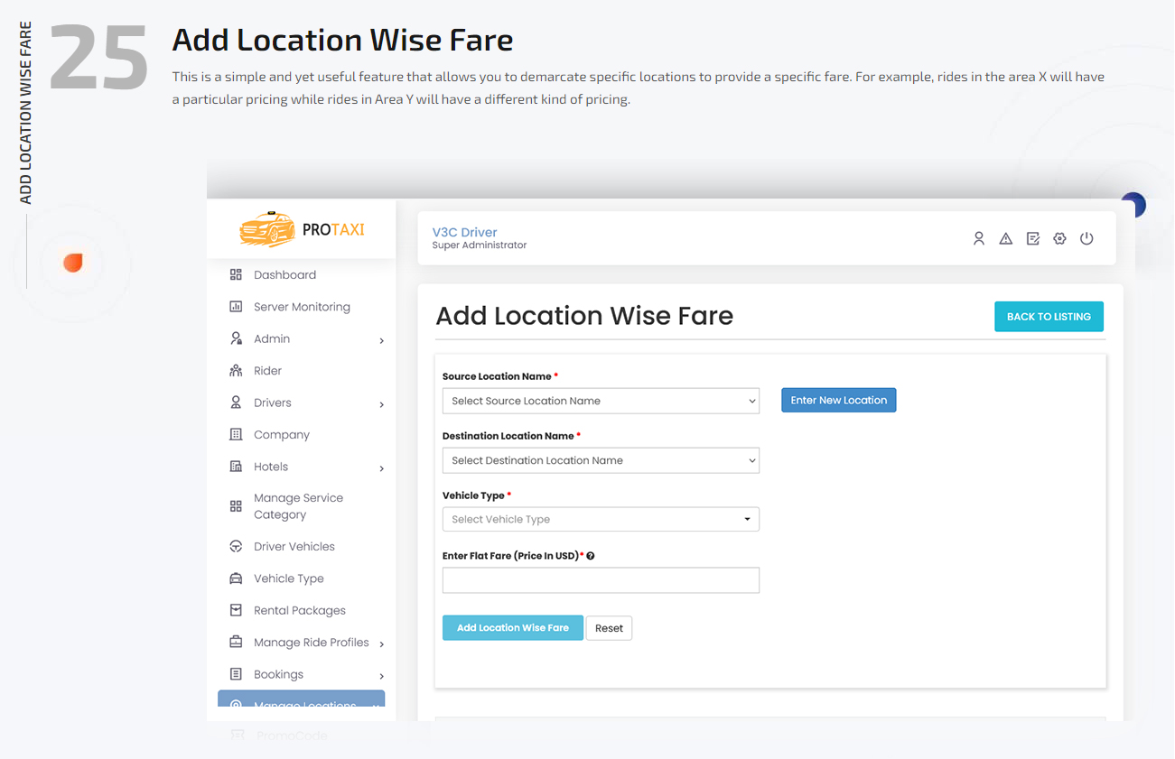 Add location wise fare