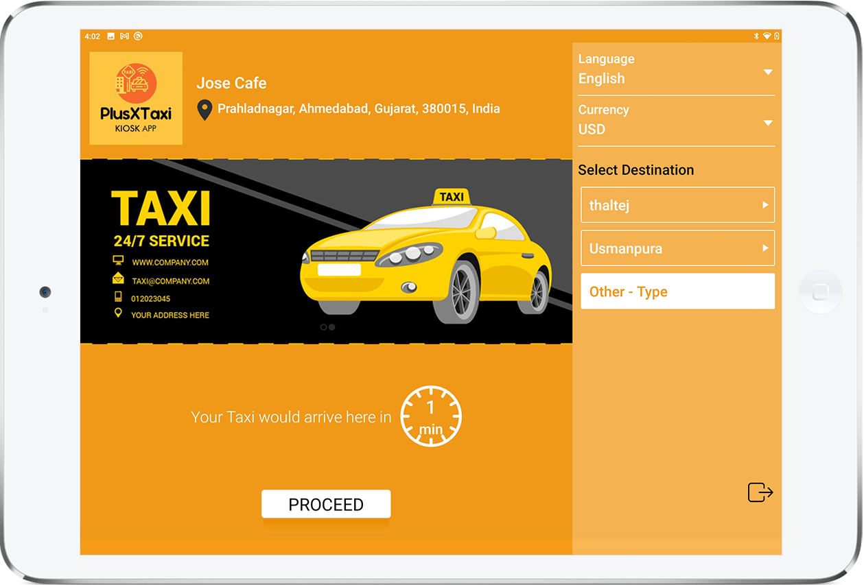 Taxi Book Now Screen
