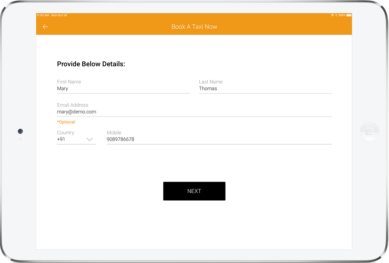 Customer detail screen