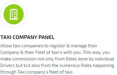 Taxi company panel feature Taxi company panel feature