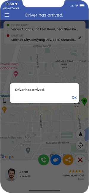 driver accept & arrived at location