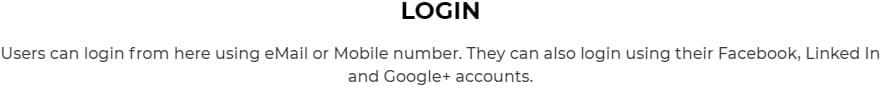 user login with email, number or social media