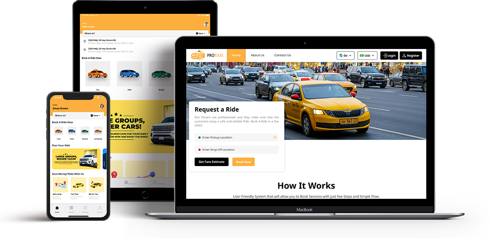 Uber Clone Web Panel | Taxi Booking App Front Panel