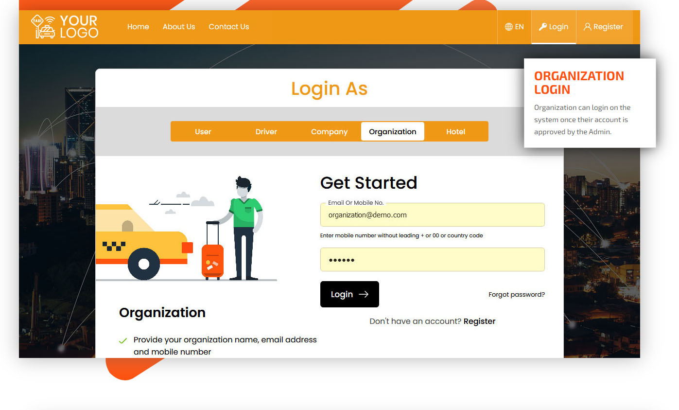 organization login